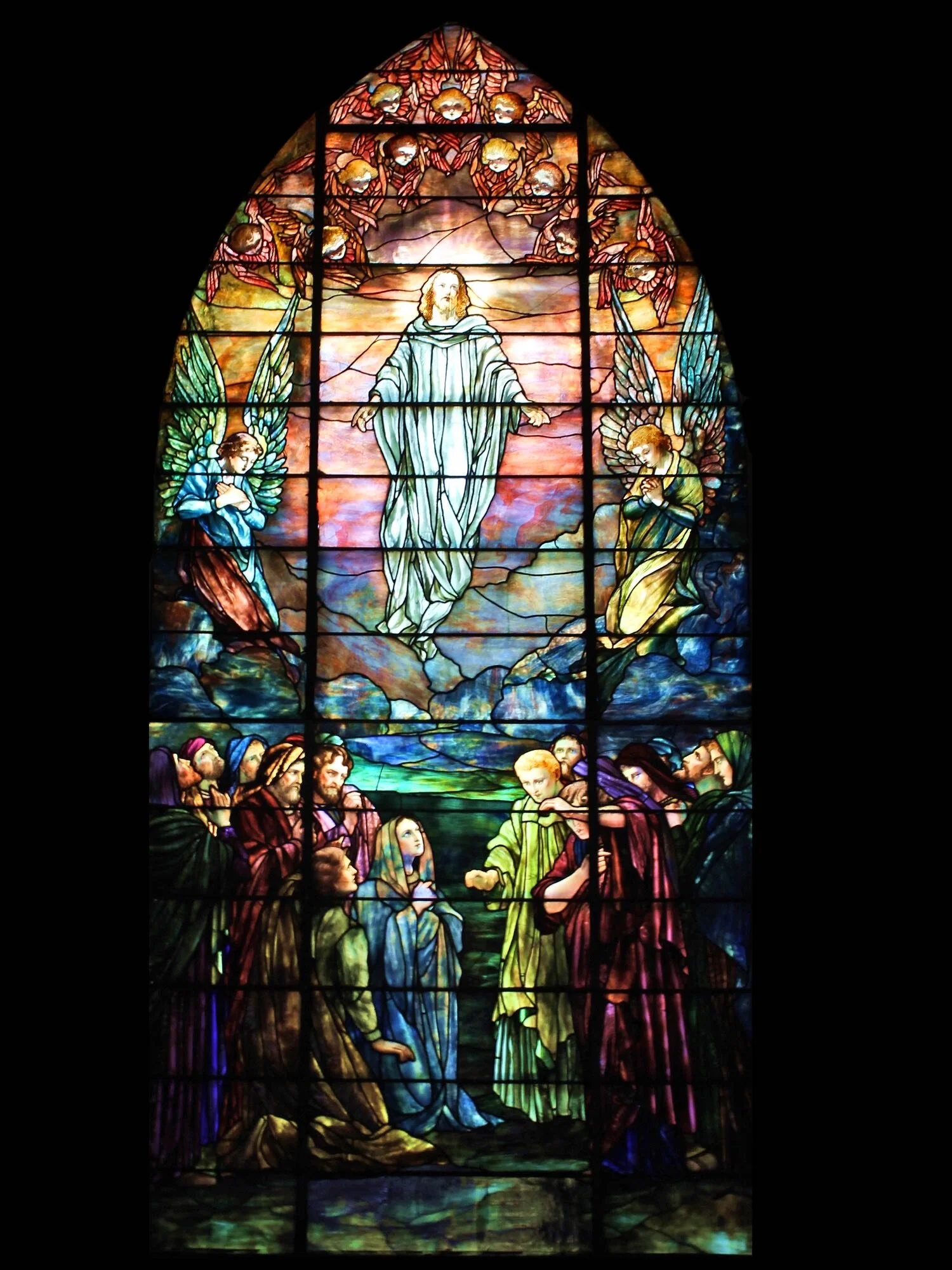 Christ Ascension Louis Comfort Tiffany Antique Church Stained
